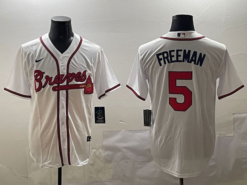 Men Atlanta Braves #5 Freeman White Game 2025 Nike MLB Jersey style 1